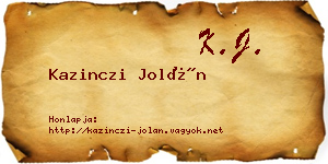 Kazinczi Jolán névjegykártya