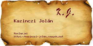 Kazinczi Jolán névjegykártya