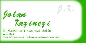 jolan kazinczi business card
